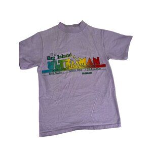 The Big Island Ultraman 3 Day Triathlon Hawaii Graphic T-Shirt Sz S Vintage 80s